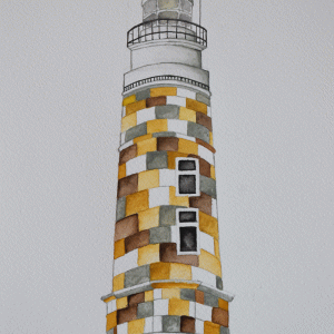 Lámina Faro Santander acuarela