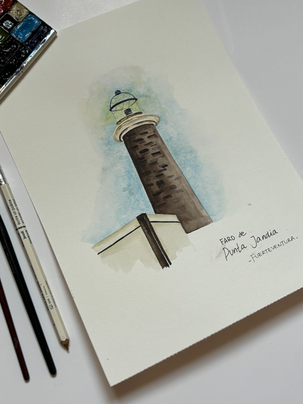 Faro PUNTA JANDÍA (Fuerteventura) - Acuarela original - Imagen 2