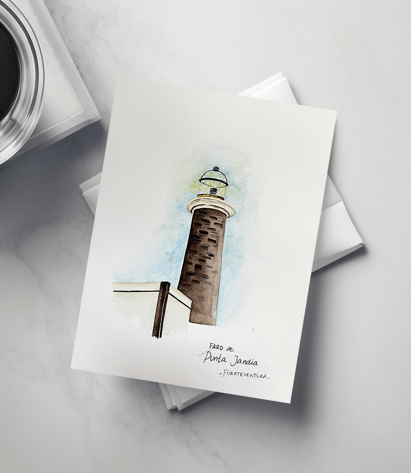 Faro PUNTA JANDÍA (Fuerteventura) – Acuarela original