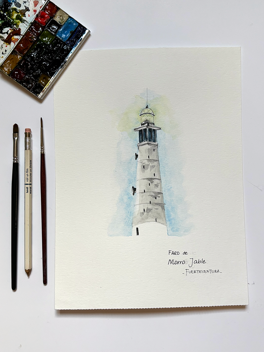 Faro de MORRO JABLE (Fuerteventura) – Acuarela original
