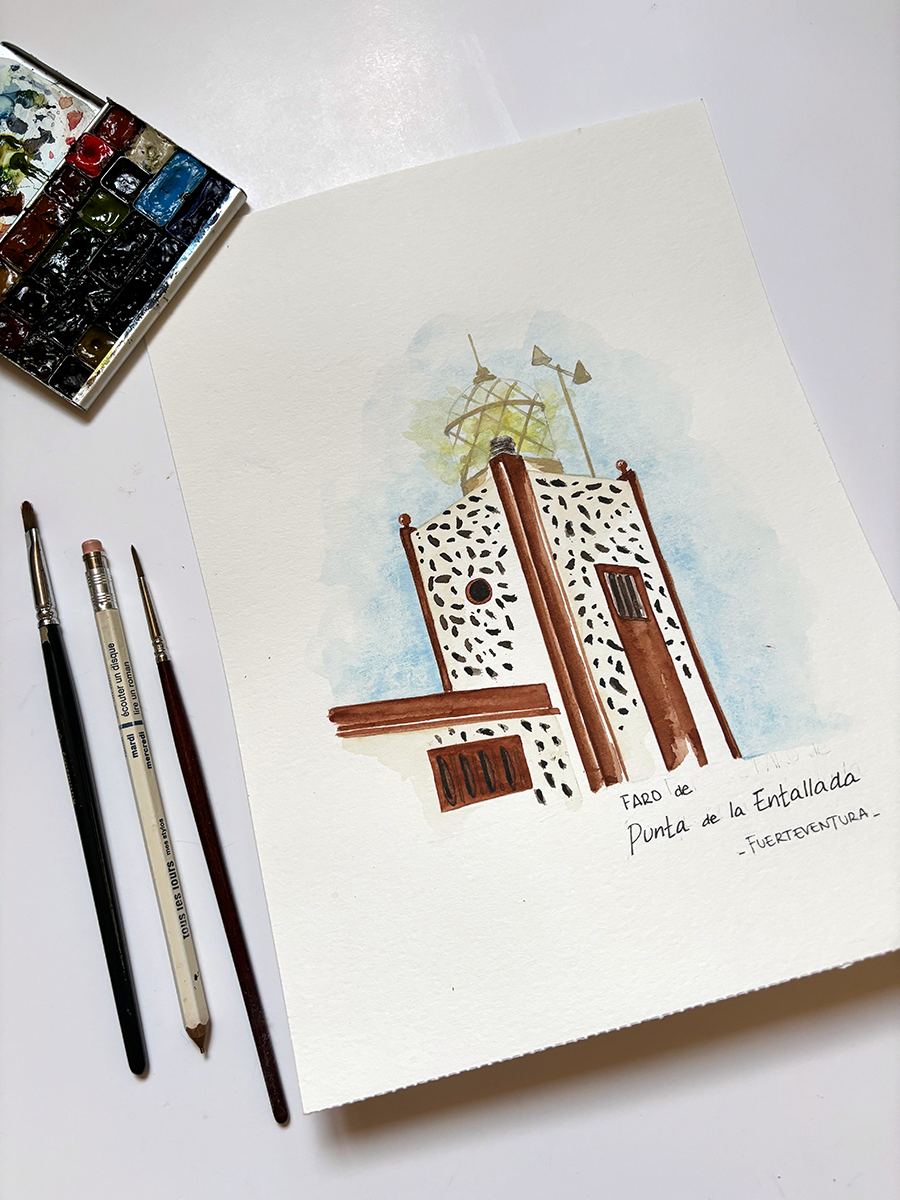 Faro de la ENTALLADA (Fuerteventura) – Acuarela original