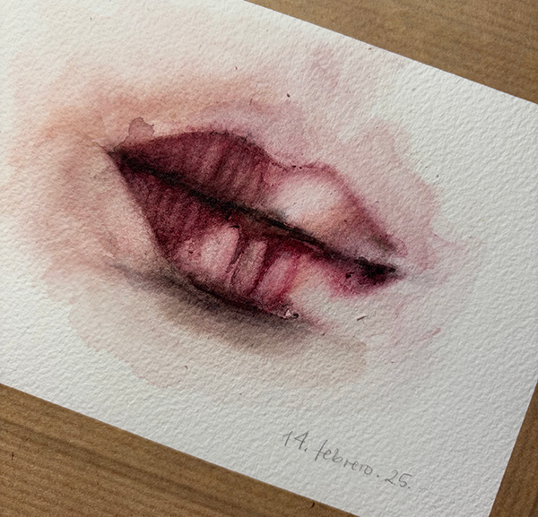 Beso acuarela Lámina original