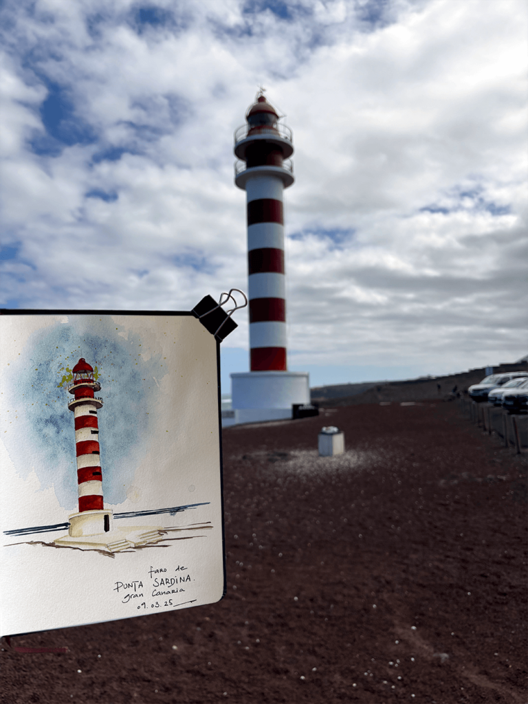 Faro de Punta Sardina - Gran Canaria - Ilustrado acuarela