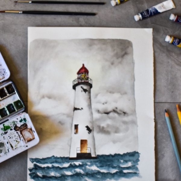 Lámina Faro Imaginación – Acuarela